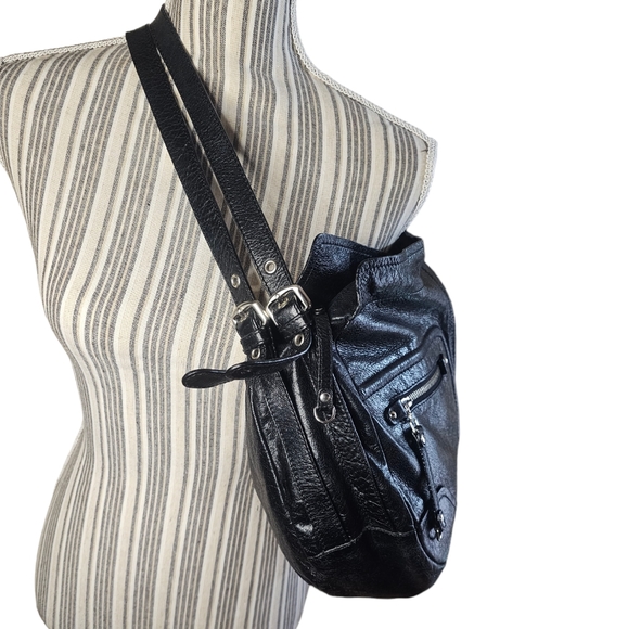 Nuovedive Made in Italy large black hobo leather handbag - Picture 3 of 9